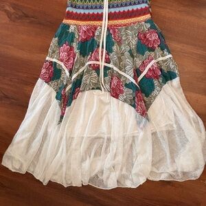 Floral Boho Chic Indie Multicolor Women's Flowy Skirt
